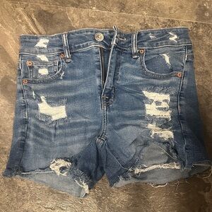 American Eagle Outfitters Distressed Blue Denim Shorts